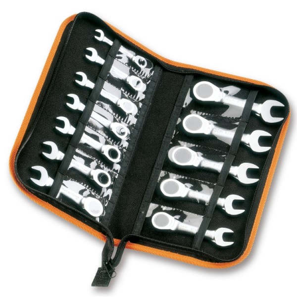 BETA 12-Piece Ratchet Spanner Set, 8 mm, 9 mm, 10 mm, 11 mm, 12 mm, 13 mm, 14 mm, 15 mm, 16 mm, 17 mm, 18 mm, 19 mm