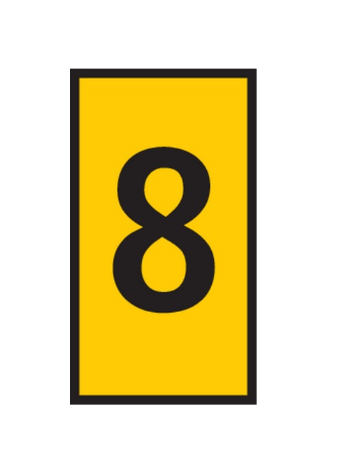 HellermannTyton WIC Snap On Clip On Cable Marker, Yellow, Pre-printed "8", 2.8 → 3.8mm Cable, for Cables and