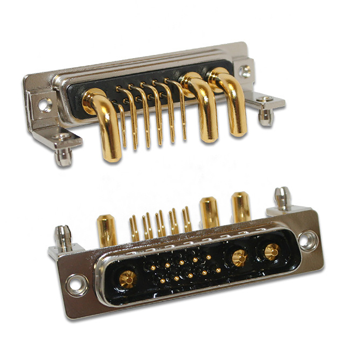 Norcomp 684S 3 Way Right Angle Through Hole D-sub Connector Plug, 6.85mm Pitch, with 4-40 Inserts/Board Lock