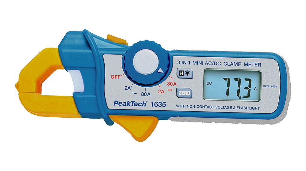 PeakTech P1635 Clamp Meter, 80A dc, Max Current 80A ac
