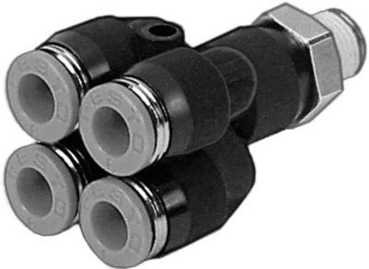 Festo QSQ Series Double Y Threaded-to Tube Adaptor, Push In 6 mm to Push In 6 mm, 153208