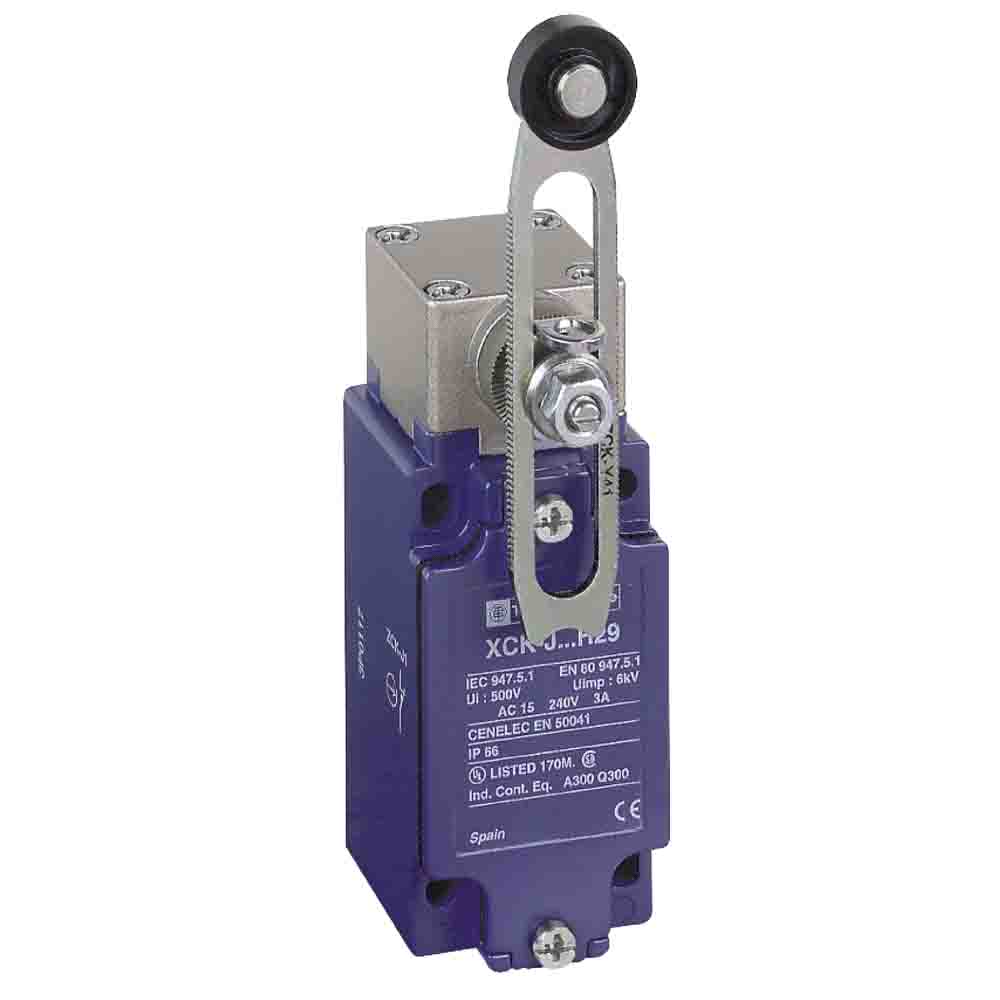Telemecanique Sensors XCKJ Series Spring Return without Operating Lever Limit Switch, 1NC/1NO, IP66, DP, Zinc Alloy