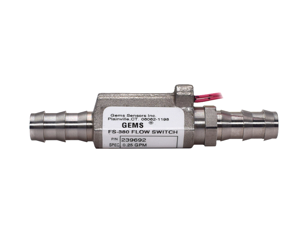Gems Sensors FS-380 Series Compact Flow Switch Flow Sensor for Fluid, 1 GPM Max