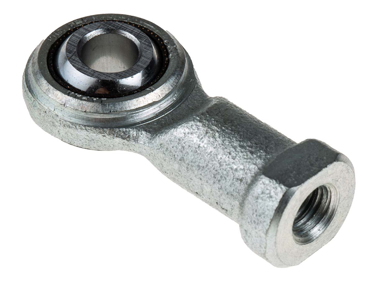 RS PRO M6 x 1 Female Steel Rod End, 6mm Bore, 39mm Long, Metric Thread Standard, Female Connection Gender