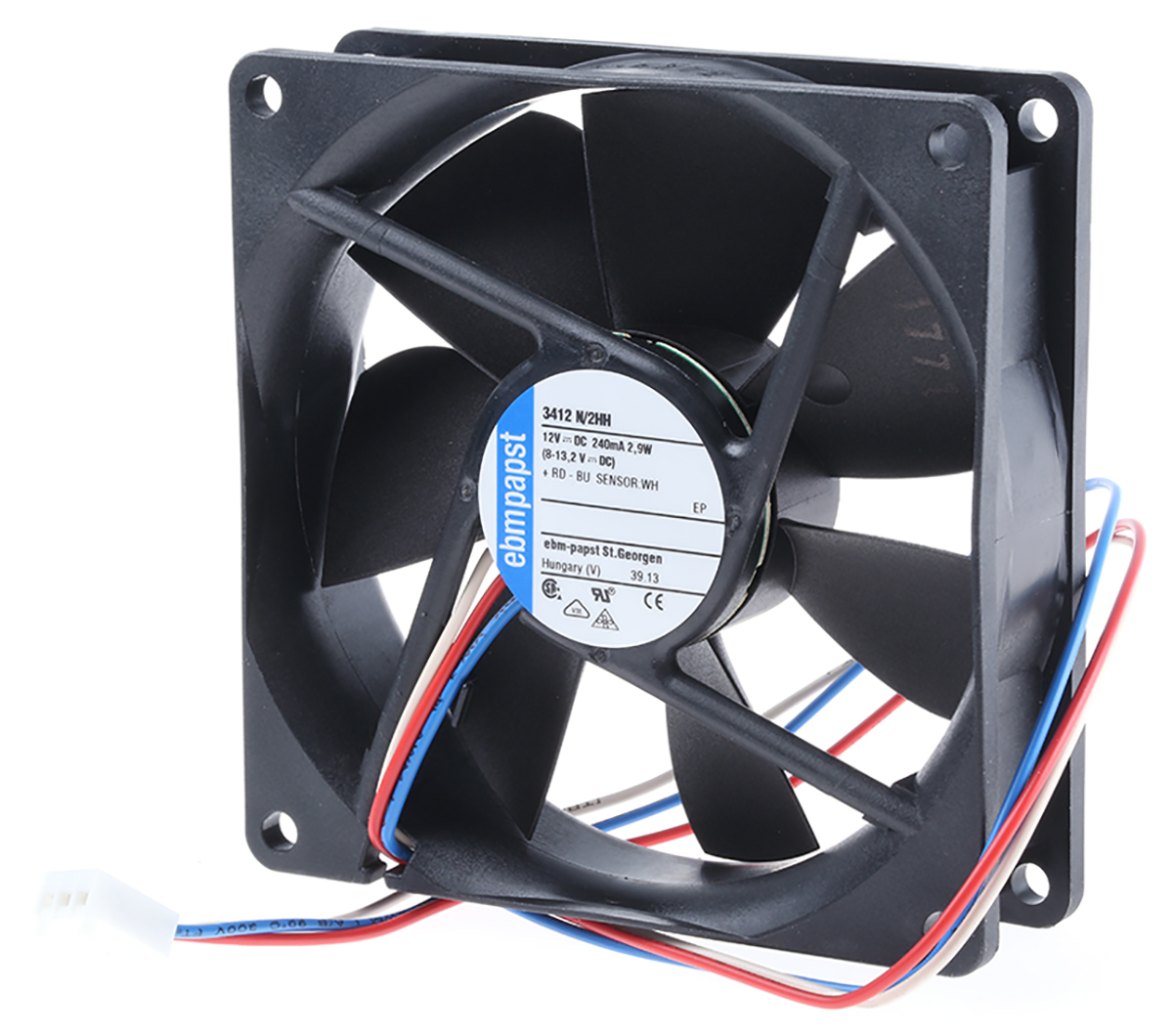 ebm-papst 3400 N Series Axial Fan, 12 V dc, DC Operation, 102m³/h, 2.9W, 92 x 92 x 25mm