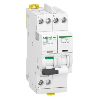 Schneider Electric RCBO, 40A Current Rating, 1P+N Poles, 30mA Trip Sensitivity, Type C, Acti9 Range