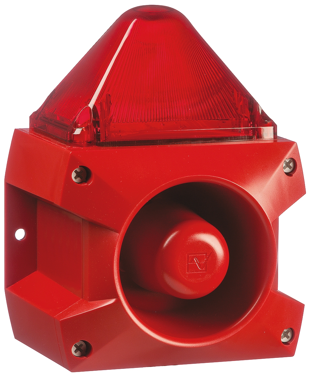 Pfannenberg PA X 5-05 Series Red Sounder Beacon, 24 V dc, Base Mount, 100dB at 1 Metre