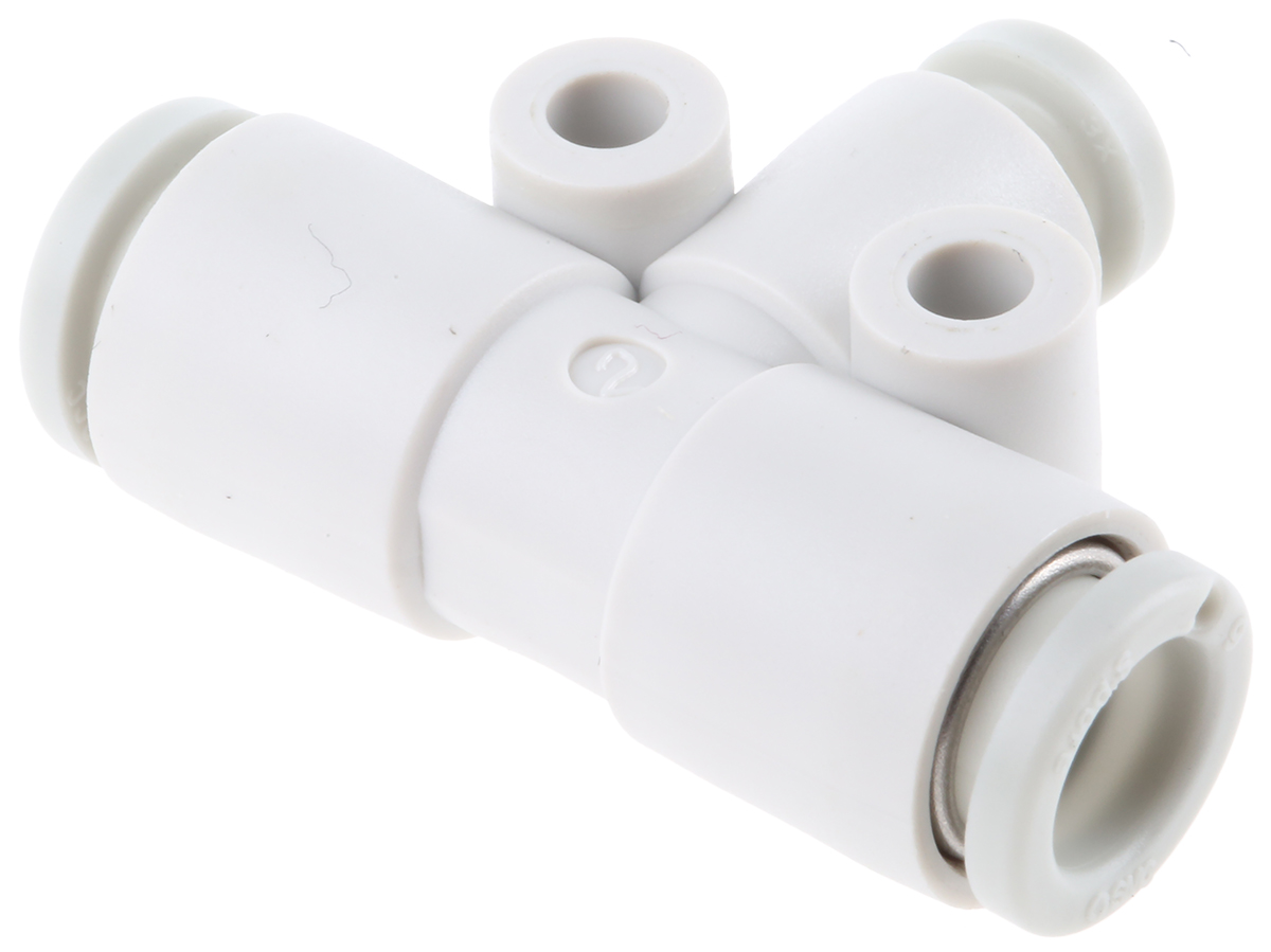 SMC KQ2 Series Tee Tube-to-Tube Adaptor Push In 4 mm, Push In 6 mm to Push In 6 mm, Tube-to-Tube Connection Style