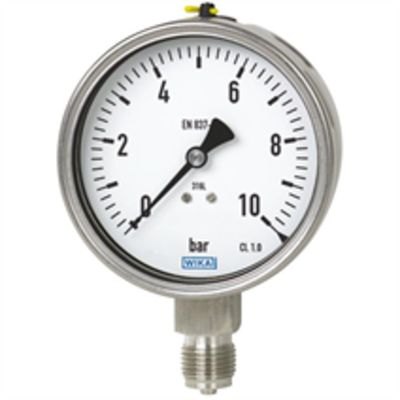 WIKA NPT 1/2 Analogue Pressure Gauge 0.6bar Bottom Entry 100mm Outside Diameter