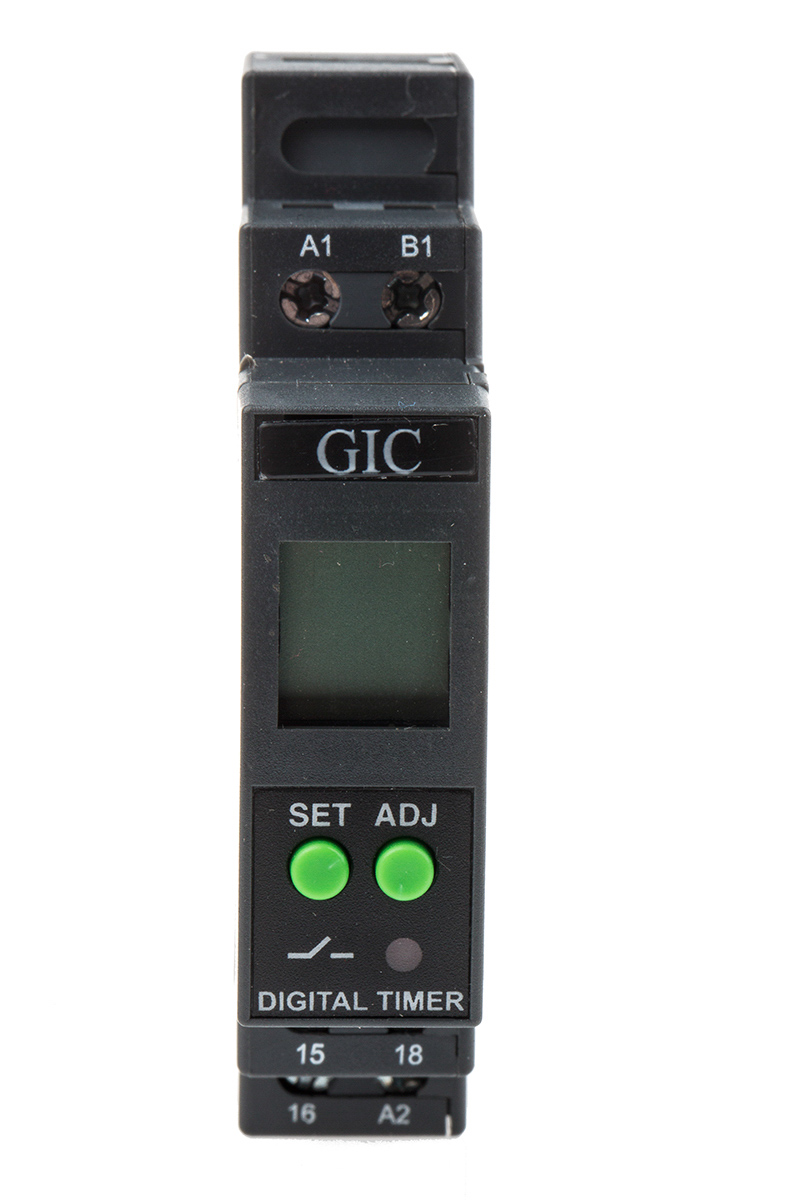 GIC DIN Rail Mount Timer Relay, 24 → 240V ac/dc, 1-Contact, 0.1 s → 999h, SPDT