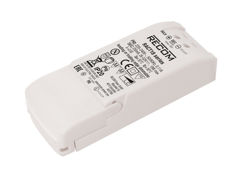 Recom LED Driver, 26 → 52V dc Output, 18W Output, 350mA Output, Constant Current Dimmable