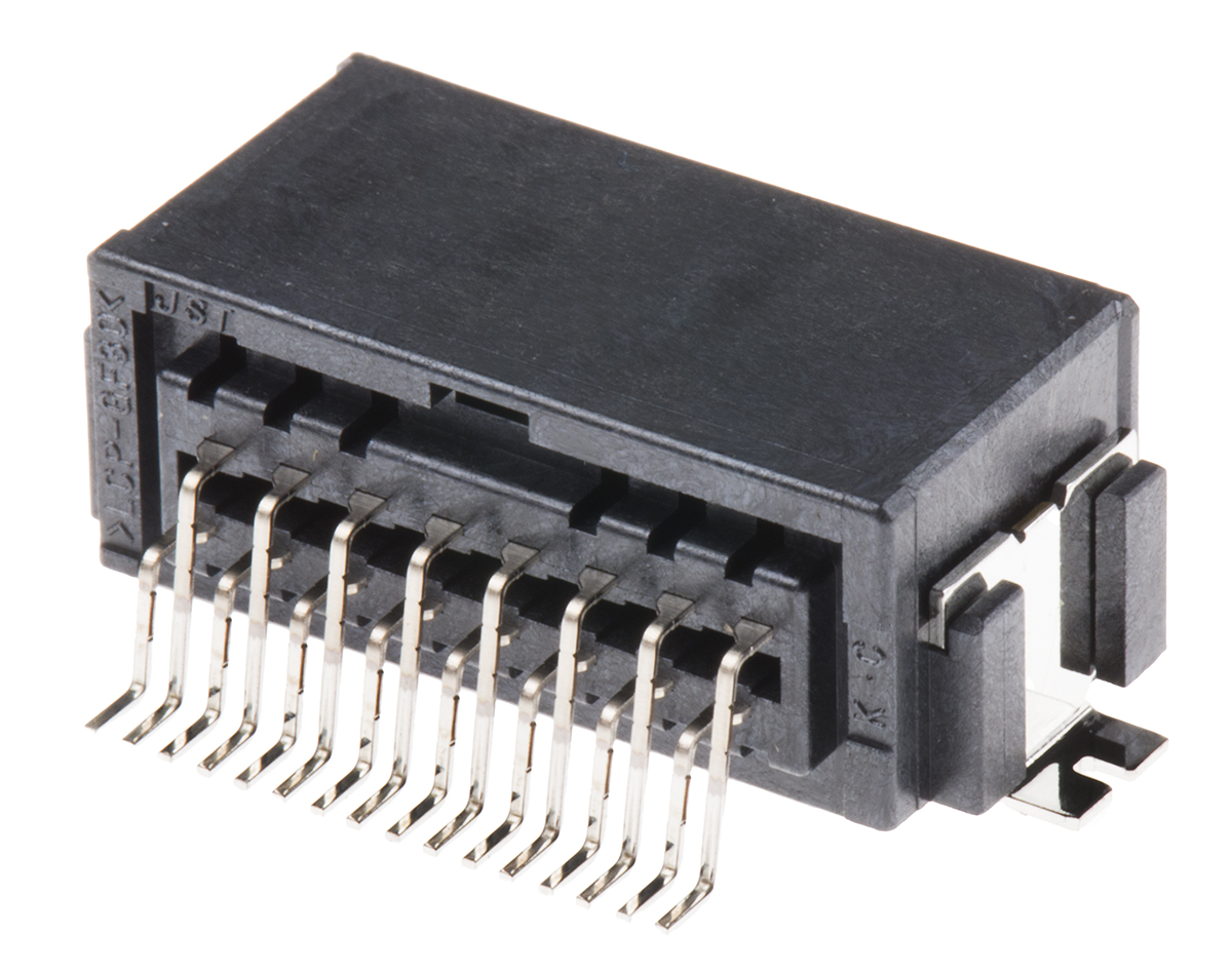 JST, CPT Automotive Connector Plug Black Surface Mount 16 Way, Solder Termination SM16B-CPTK-1A-TB
