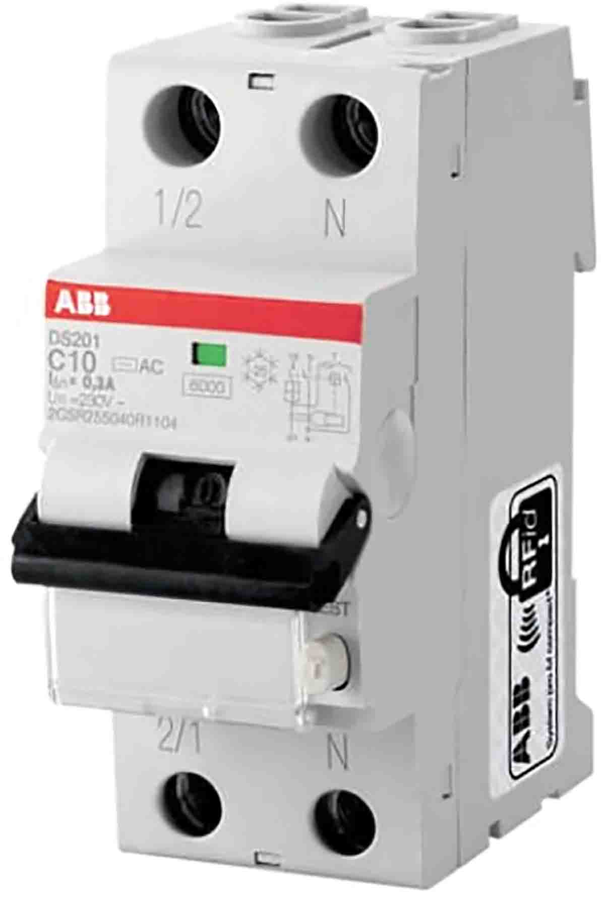 ABB RCBO, 20A Current Rating, 2P Poles, 30mA Trip Sensitivity, System Pro M Compact Range