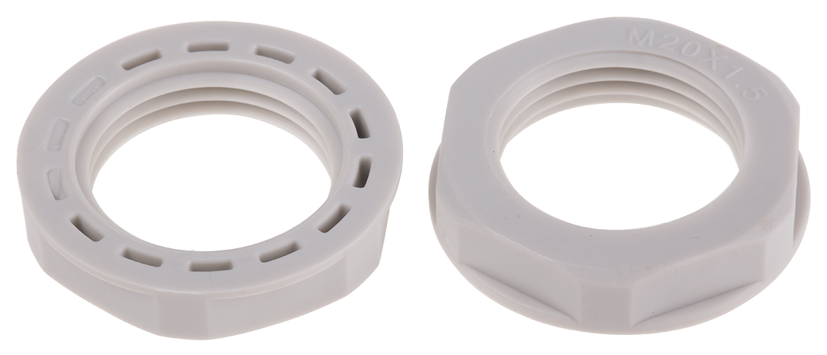 RS PRO Grey Nylon 66 Cable Gland Locknut, M20 Thread, IP68