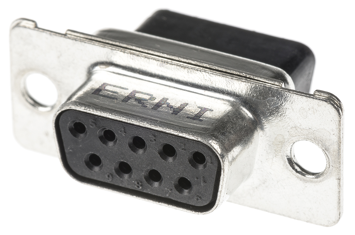 Provertha TMC 9 Way Through Hole D-sub Connector Socket, 2.84mm Pitch
