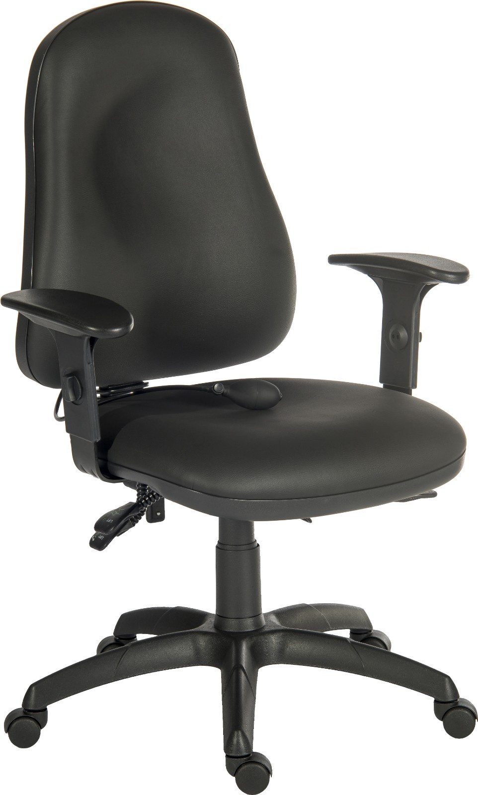 RS PRO Black Polyurethane Operator Chair, 150kg Weight Capacity