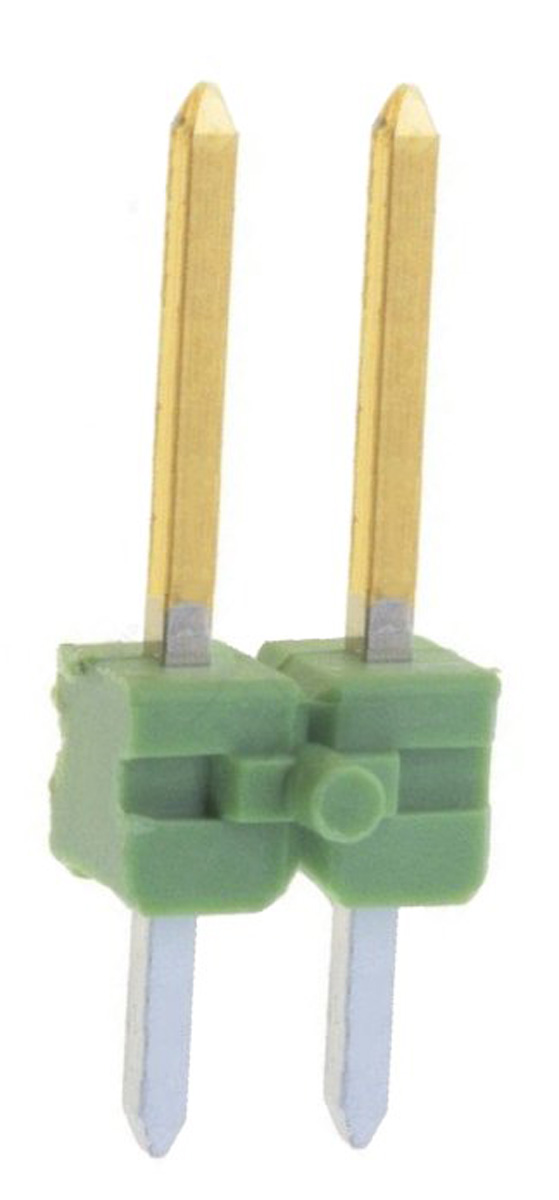 TE Connectivity AMPMODU MOD II Series Straight Through Hole Pin Header, 2 Contact(s), 2.54 mm Pitch, 1 Row, Unshrouded