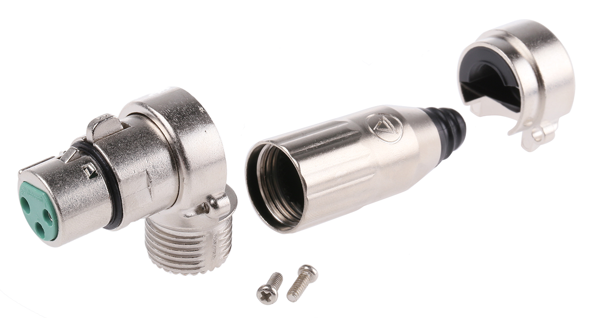 Switchcraft Cable Mount XLR Connector, Right Angle, Female, 3 Way, Silver Plating