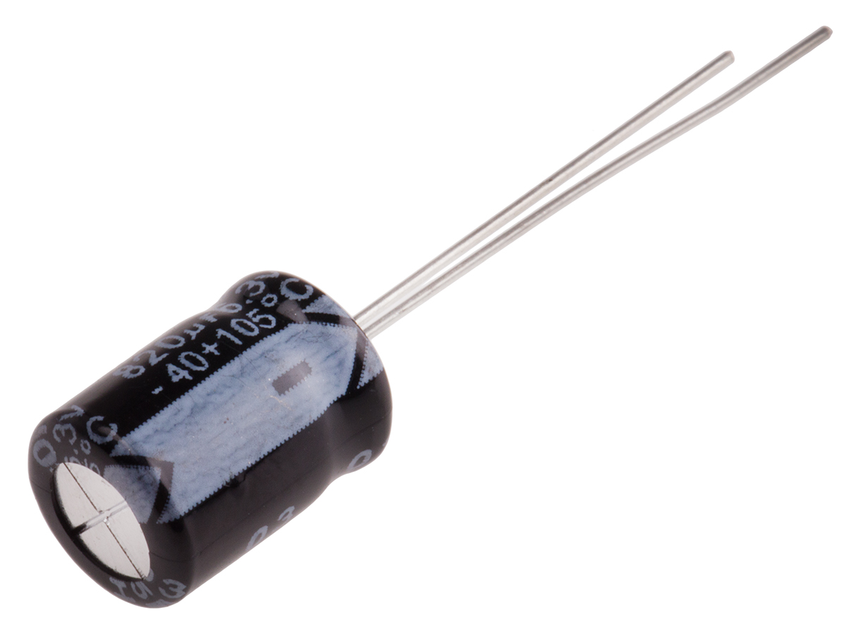 RS PRO 820μF Aluminium Electrolytic Capacitor 6.3V dc, Radial, Through Hole