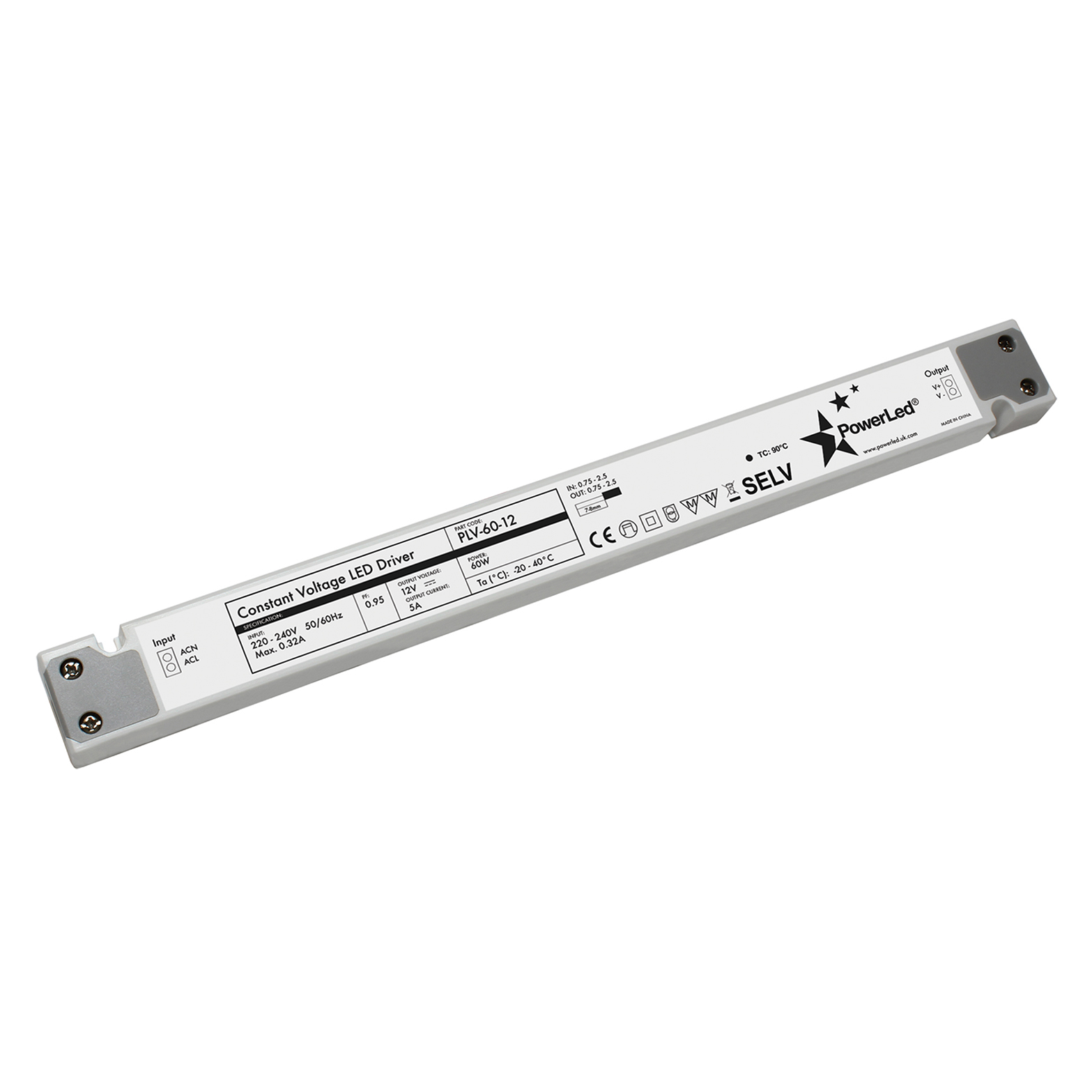 PowerLED LED Driver, 12V Output, 60W Output, 5A Output, Constant Voltage