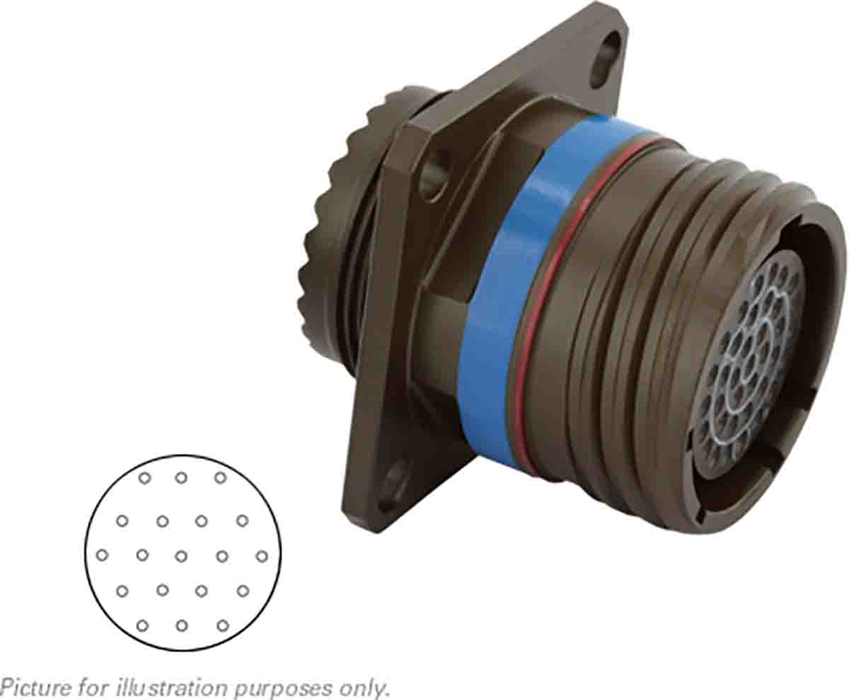 Souriau Sunbank by Eaton, 8D, Copper Alloy 19 Way MIL Spec Circular Connector Receptacle, Socket Contacts,Shell Size