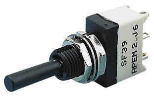 APEM Toggle Switch, Panel Mount, On-On, SPST, Solder Terminal