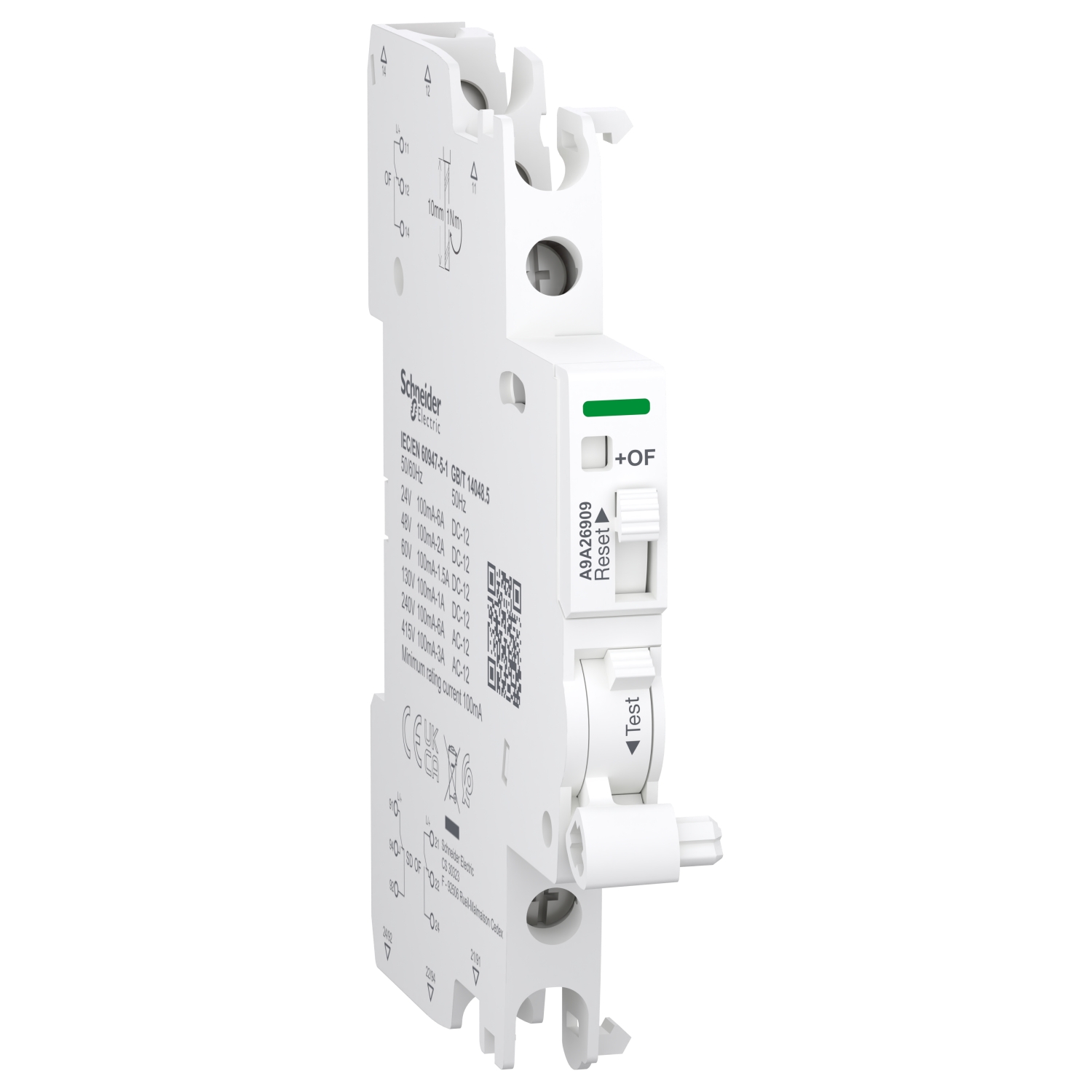 Schneider Electric Auxiliary Contact, 2 Contact, 2 C/O, Clip-On, Acti9 A9A