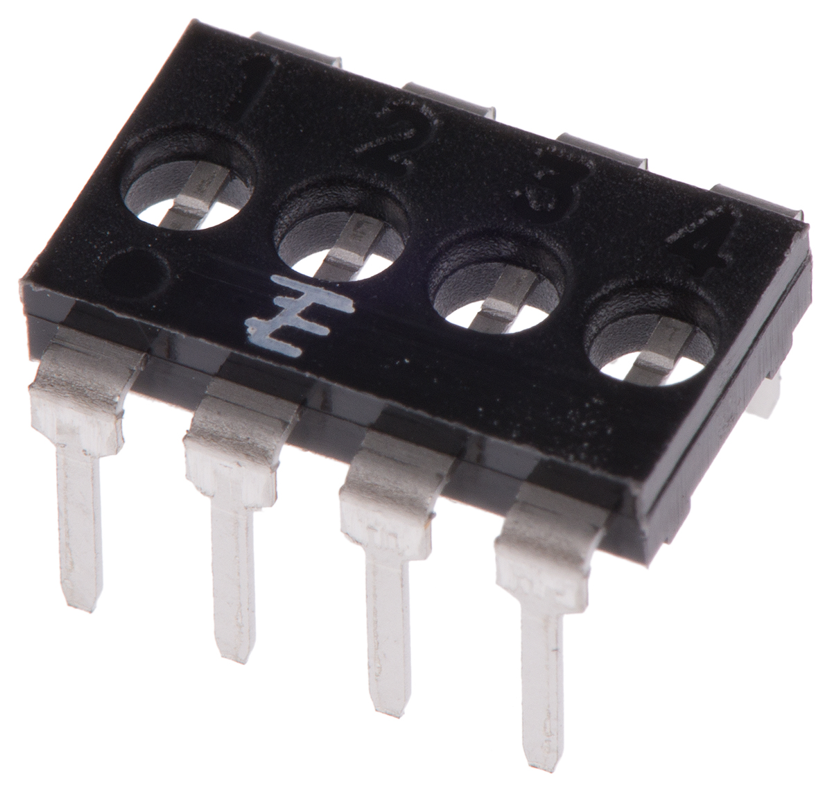TE Connectivity Shunt Black DIP Switch 8 Way 4 Row 2.54mm Pitch