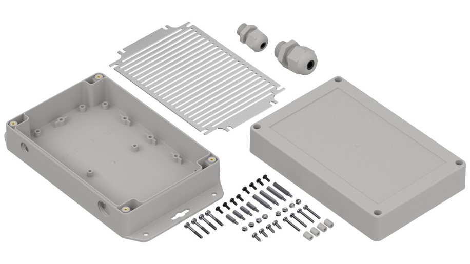 RS PRO Light Grey Polycarbonate General Purpose Enclosure, IP67, Flanged, Light Grey Lid, 180.1 x 60.1 x 120mm