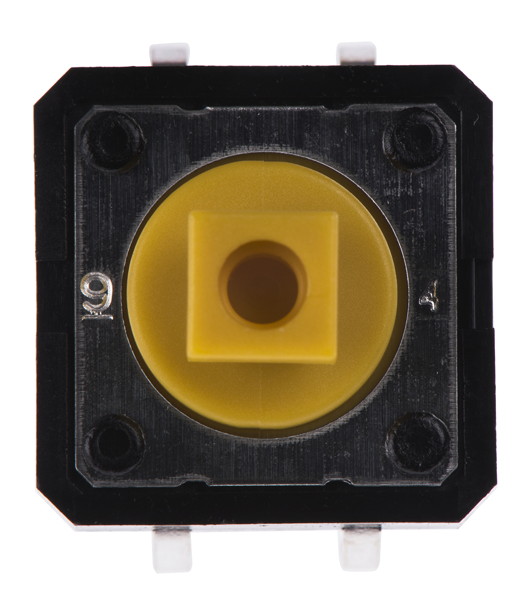Omron Yellow Plunger Tactile Switch, SPST 50 mA @ 24 V dc 3mm Through Hole