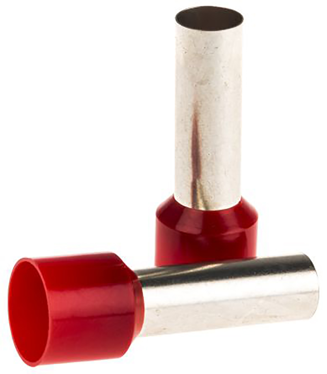 JST, FWE Insulated Crimp Bootlace Ferrule, 16mm Pin Length, 8.3mm Pin Diameter, 35mm² Wire Size, Red