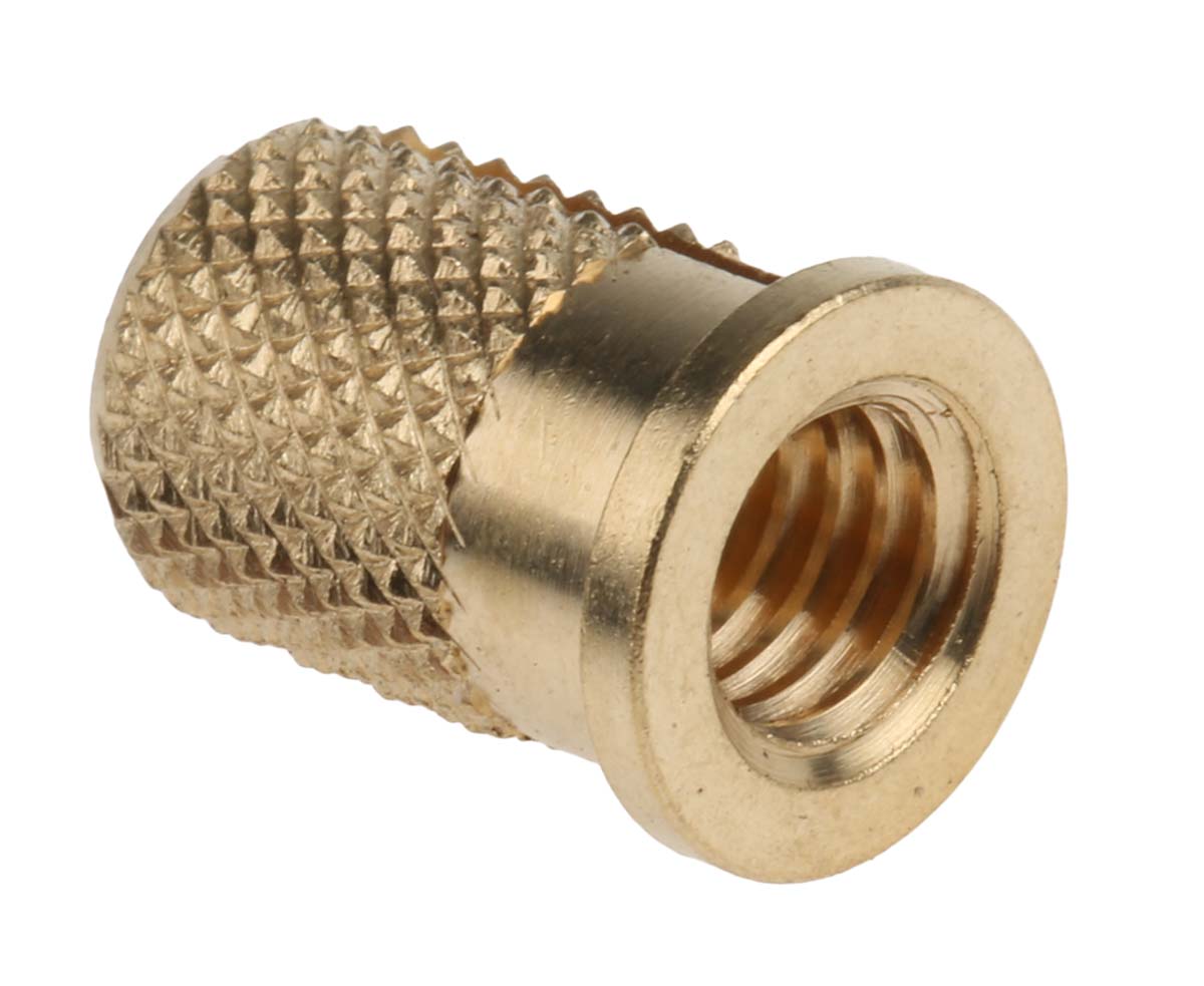 RS PRO, M6 Brass Threaded Insert diameter 8mm Depth 12.7mm