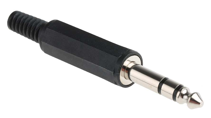RS PRO Jack Connector 6.35 mm Cable Mount Stereo Plug, 3Pole