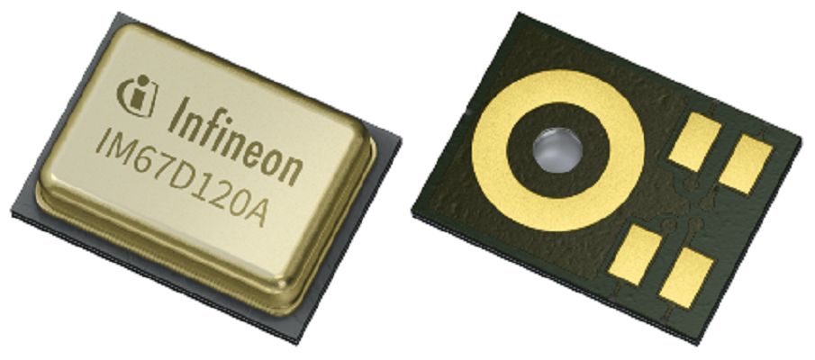 Infineon 5 Pin Microphone, Omni-Directional, Surface Mount, Digital (PDM) Output, PG-LLGA-5-4, 1.62-3.6V
