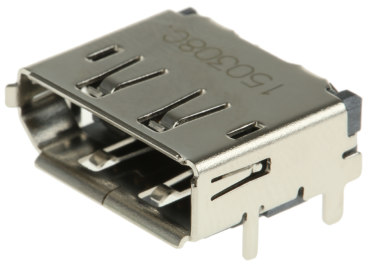 Molex DisplayPort Series Right Angle Surface Mount PCB Socket, 20-Contact, 2-Row, 0.5mm Pitch, Solder Termination