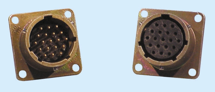 Glenair, Copper Alloy 19 Way Box Mount MIL Spec Circular Connector Receptacle, Socket Contacts,Shell Size 14,