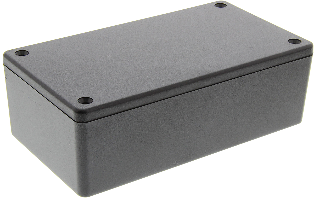 Hammond 1591 Series Black Flame Retardant ABS Enclosure, IP54, Black Lid, 119 x 66 x 36mm