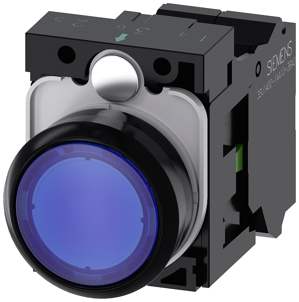 Siemens SIRIUS ACT 3SU11 Series Illuminated Push Button Complete Unit, 22mm Cutout, SPST, IP66, IP67, IP69(IP69K)