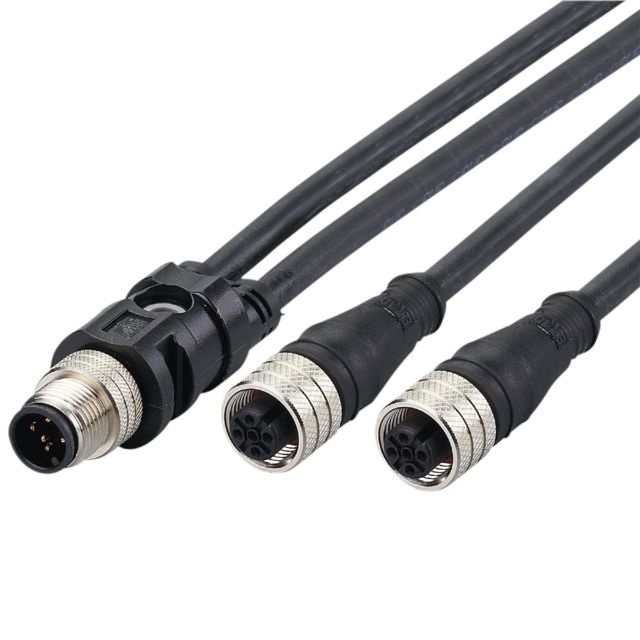 ifm electronic Male 1 way M12 to Female 2 way M12 Actuator/Sensor Cable, 0.25 m