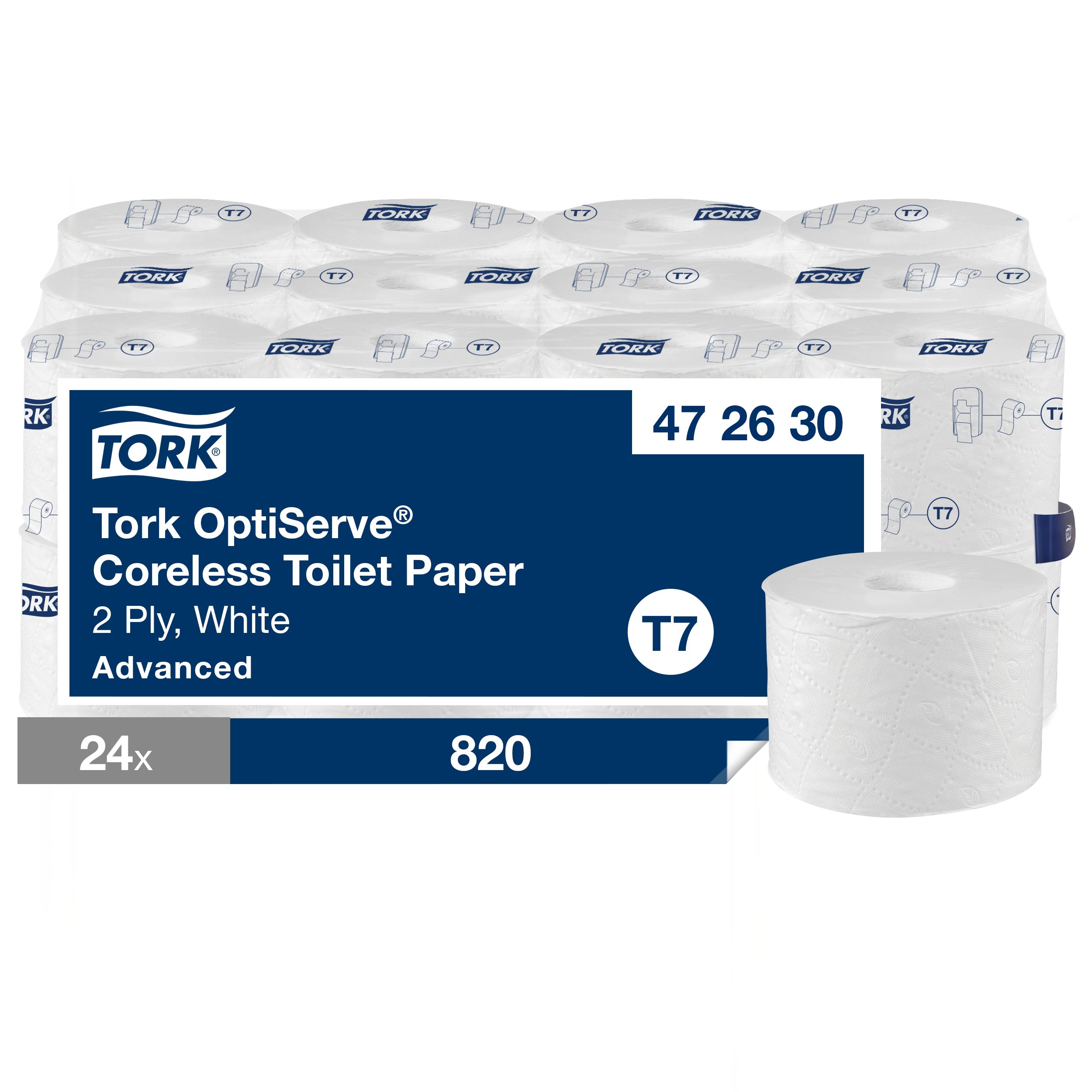 Tork 24 rolls of 820 Sheets Toilet Roll, 2 ply