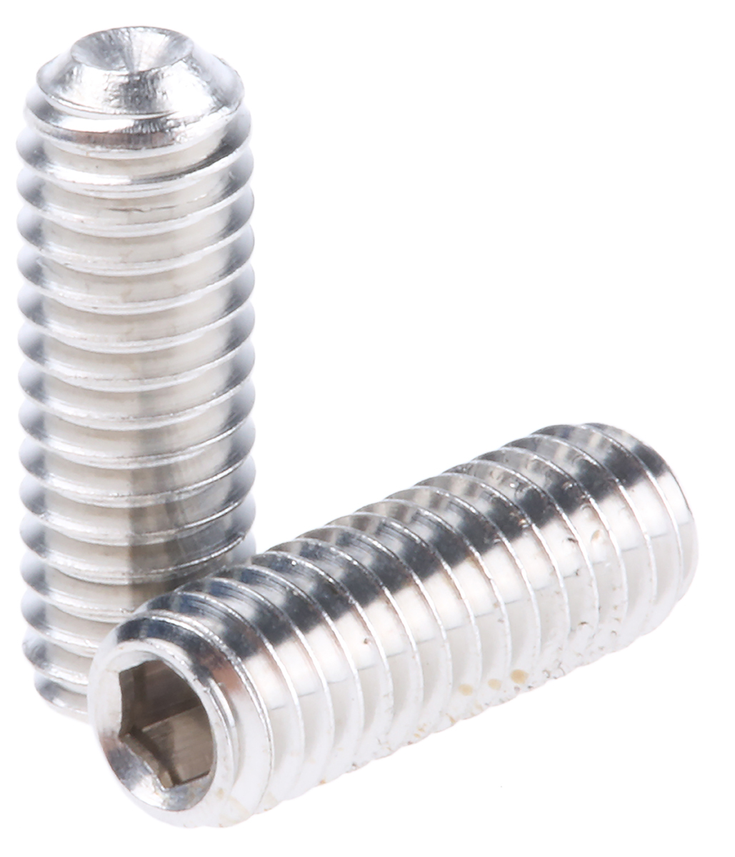 Plain Stainless Steel Hex Socket Set M4 x 12mm Grub Screw