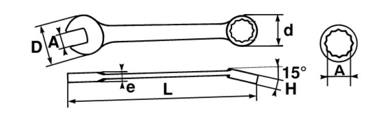 SAM Combination Spanner, 12mm, 15/32in, Metric, Height Safe, Double Ended, 163 mm Overall