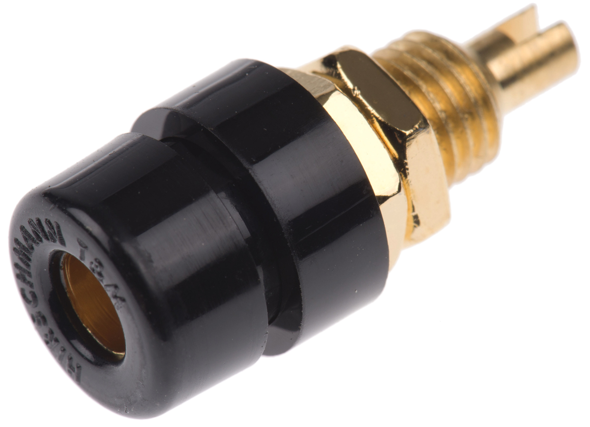 Hirschmann Test & Measurement Black Female Banana Socket, 4 mm Connector, Solder Termination, 32A, 30 V ac, 60V dc,