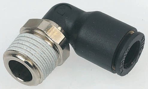 Legris LF3000 Series Elbow Threaded Adaptor, R 1/4 Male to Push In 12 mm, Threaded-to-Tube Connection Style