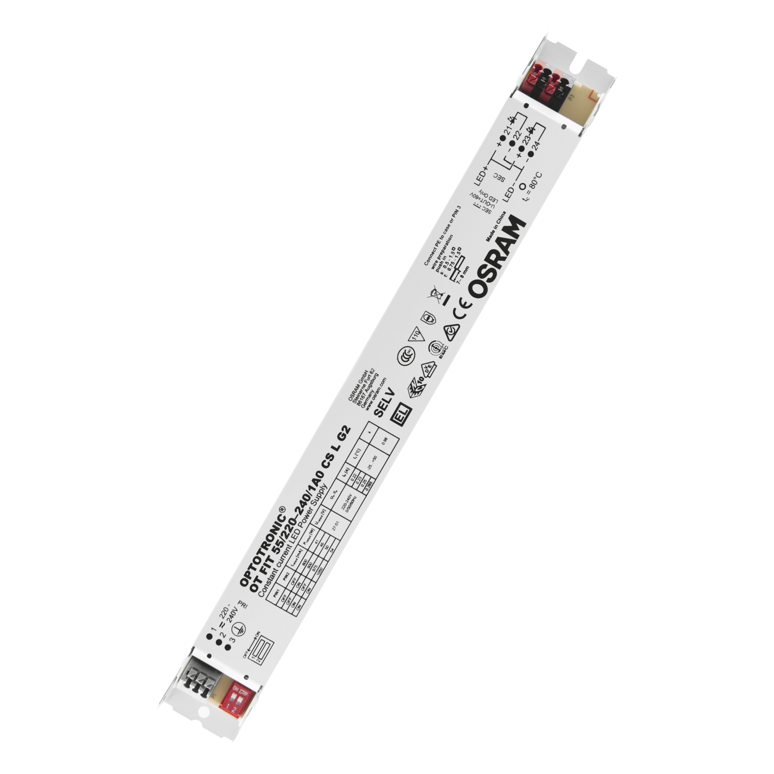 Osram LED Driver, 27 → 51V Output, 53.6W Output, 1.05 A, 800 mA, 900 mA, 975 mA Output, Constant Current