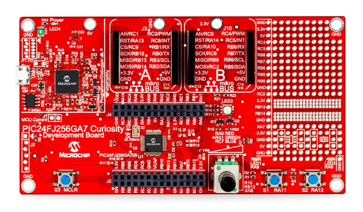 Microchip PIC24FJ256GA7 Curiosity MCU Development Board DM240016