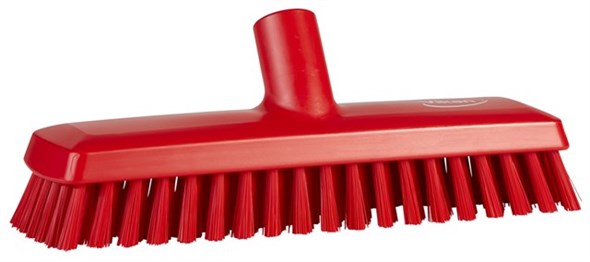 Vikan Medium Bristle Red Deck Brush, 32mm bristle length, Polyester, Polypropylene, Stainless Steel bristle material