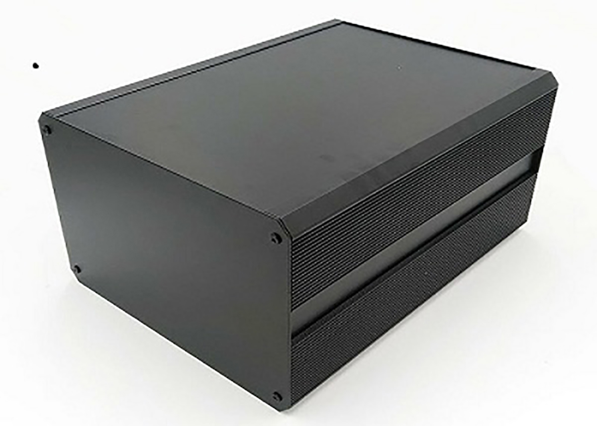 RS PRO Black Extruded Aluminium Heat Sink Case, IP40, Black Lid, 300 x 200 x 175mm