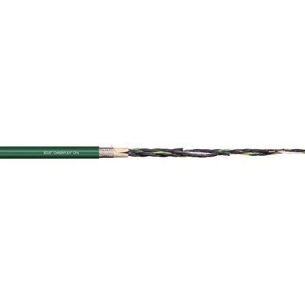 Igus chainflex CF6 Control Cable, 2 Cores, 0.5 mm² 20 AWG, Screened, 25 m, Green Polyvinyl Chloride Sheath