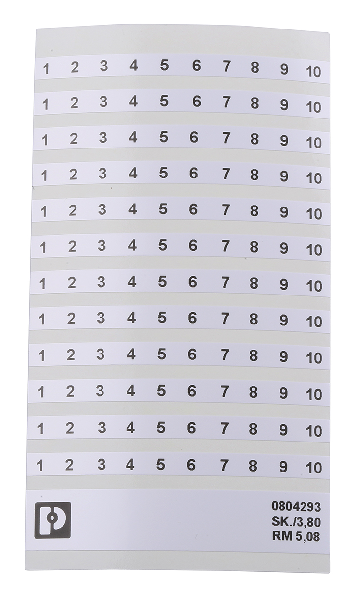 Phoenix Contact, 08/3, 8:FORTL.ZAHLEN 1-10, SK 5 Marker Label